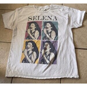 Selena Quintanilla White Graphic T-Shirt Tejano Queen Pop Art Concert